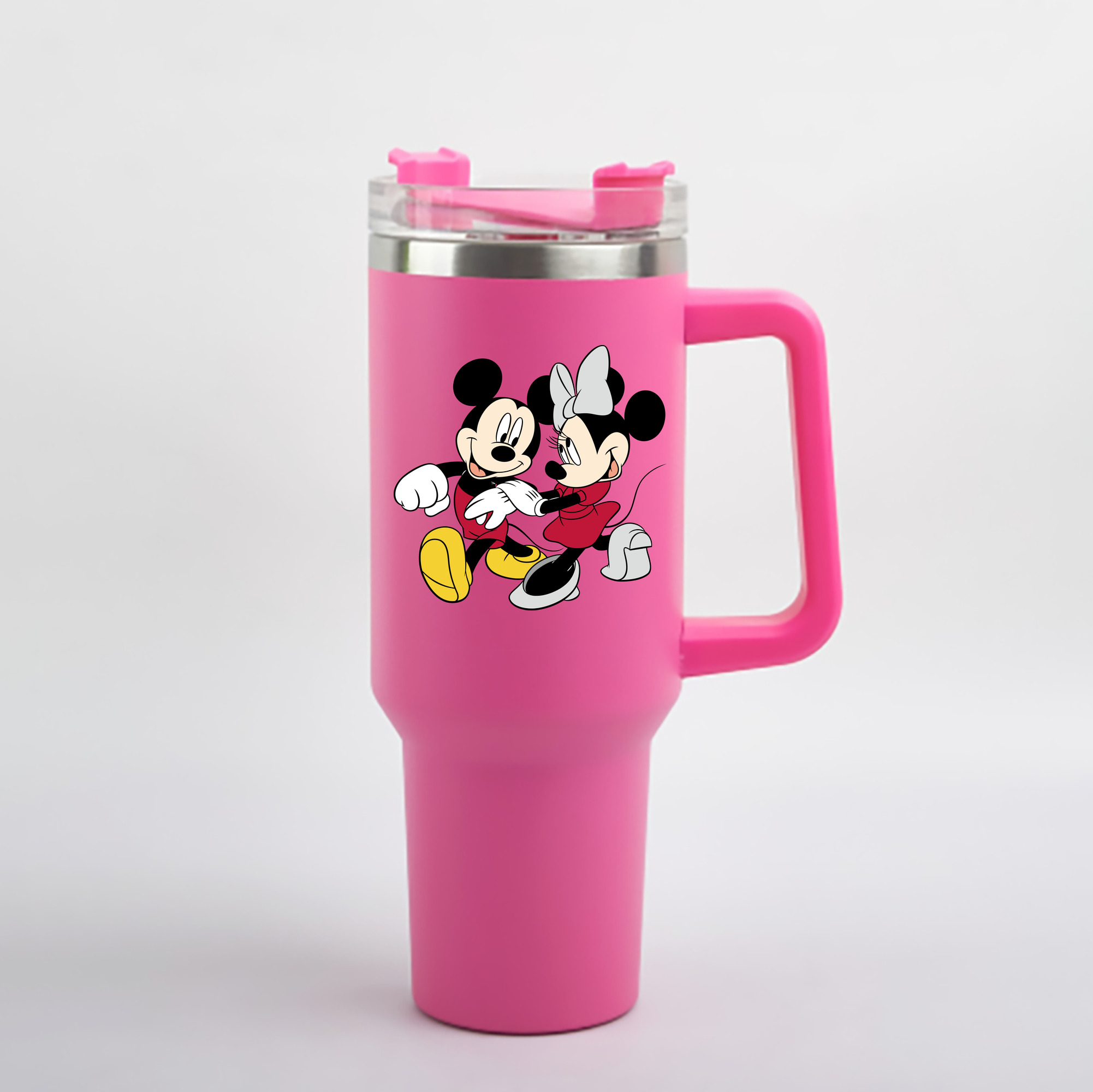 （画像用） ミッキーマウス Mickey Mouse 1200mL車用タンブラー - クリスタルステッカー（プラスチックストロー付き）